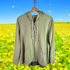 LOGO Lounge Lori Goldstein Women's Large Light Green Zip Up Hoodie Sweatshirt